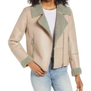BLANK NYC Size XS Bonded Faux Shearling Moto Jacket